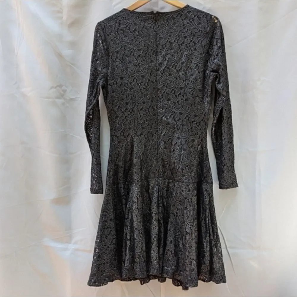 Black metallic lace Covington dress - Picture 2 of 8